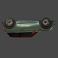 Green MINI Hatchback With Red Roof Black Accents Round Headlights And Sporty Wheels
