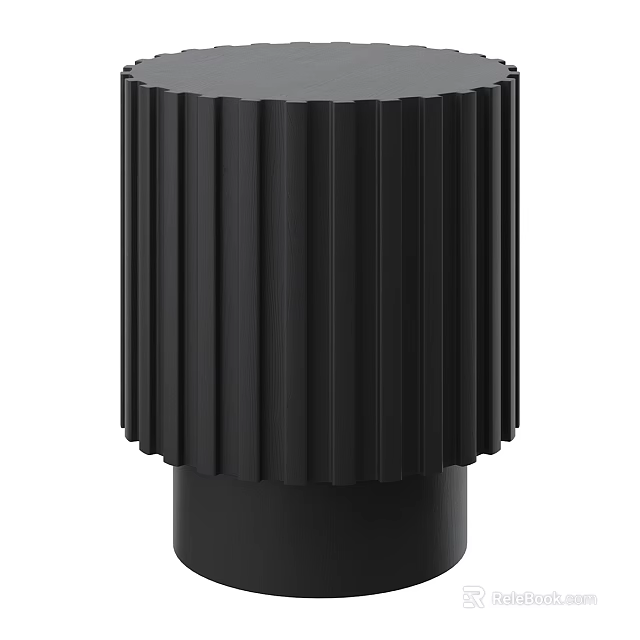 Modern Black Coffee Table With Vertical Striped Design And Cylindrical Base 3d model