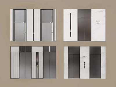 Contemporary Elevator Door Designs With Sleek Metal White Marble And Silver Panel Finishes 3d model
