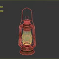 Copper Kerosene Lantern With Glass Shade And Metal Handle Design