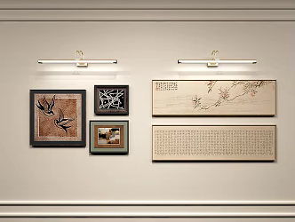 Modern Decorative Painting Combination Decorative Painting Combination New Chinese Style Decorative Painting Combination Simple Decorative Painting Decorative Painting Decorative Painting Combination Picture Frame Photo Frame Oil Painting Lamp 3d model
