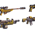 Science Fiction Gun A Group of Pistols Cyberpunk Guns Game Gun Low Face Number Low Model Simple Model Game Sub-era Movie and TV Level Super Realism 3d model