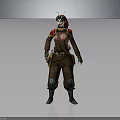 Fantasy Character Featuring Creature Inspired Antennae In Brown Outfit With Shoulder Armor