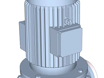 Industrial Equipment Electric Motor With Cooling Fin Design Control Box And Flange Base 3d model