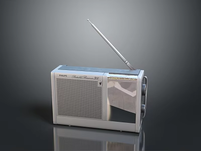Vintage Silver Desktop Computer With Extendable Antenna And Classic Design Elements 3d model