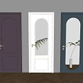 Hinged Doors In Purple White Navy Blue With Arched And Ribbed Glass For Modern Interior