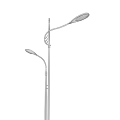 Modern Outdoor Lights with White Curved Arms and Two Lamp Heads for Street Garden Use