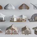 Tensile Membrane Architectural Structures With Various Designs And Modern Shapes 3d model