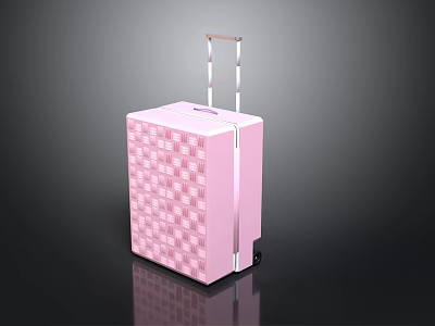 Stylish Pink Checkerboard Pattern Travel Luggage With Telescopic Handle And Wheels 3d model