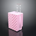 Stylish Pink Checkerboard Pattern Travel Luggage With Telescopic Handle And Wheels