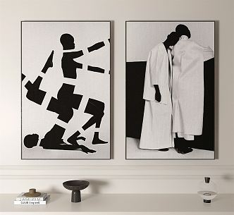 modern figure painting black and white decorative painting 3d model