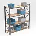 Hardware Tools Storage Shelf With Multiple Layers And Colored Plastic Bins 3d model