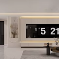 Elegant Modern Living And Dining Room Interior With Custom Built In TV Cabinet And Soft Lighting