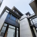 Modern Townhouse Exterior Design With Courtyard Pool Steps And Rock Shaped Wall