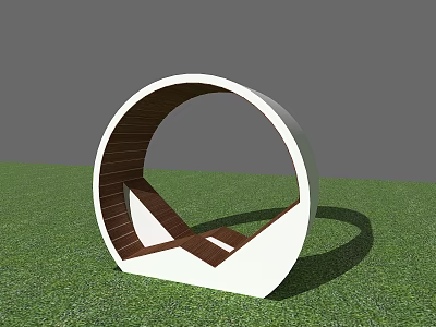 Garden Landscape Featuring Circular White And Brown Decorative Structure On Lush Green Grass 3d model