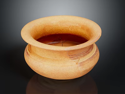 Handcrafted Terracotta Pottery With Round Rim And Textured Earth Tone Surface 3d model