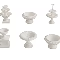 White Decorative Ornamental Bowls With Pedestal Bases For Home Decoration