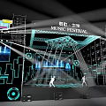 Commercial Stage Lighting and Sound Equipment Setup for Music Festival Events