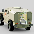 Sand Colored Armored Military Vehicle With Tactical Design And Round Emblem
