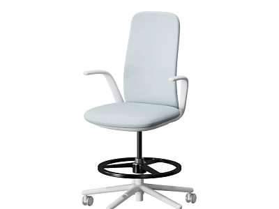 Light Blue Modern Office Chair With Armrests Swivel Base And White Casters 3d model