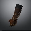 Medieval Fantasy Weapon Gauntlet With Brown Leather Metal Buckles And Black Lining