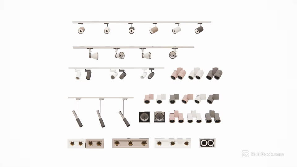 Track Chandeliers With Various Modern Designs Multiple Color Options And Mounting Components 3d model