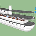 Vintage White Steamship With Swedish Flag Double Decks And Windows