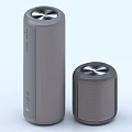 Modern Gray Bluetooth Speakers With Different Sizes Fabric Material And Button Controls Design