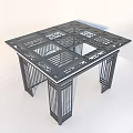 Traditional Chinese Pavilion Structure With Grilled Frames And Circular Ornament 3d model