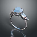 Fashionable Modern Silver Ring With Large Square Gemstone And Teardrop Accents