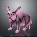 Pink Pig Toy With Big Ears And Round Body On Black Background