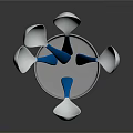 Stainless Steel Spoons In Perforated Metal Container With Blue Dots On Dark Background
