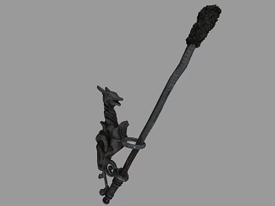 Ornate Dragon Shaped Wall Hanging With Long Pole And Bristled Top Design 3d model