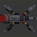 Sci Fi Game Movie Mechanical Character With Tripod Legs And Red Yellow Rings