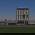 Modern Office Building With Glass Curtain Wall And Company Logo Exterior Design