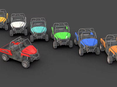 Colorful Utility Vehicles with Open Top Design and Roll Cages for Off Road Use 3d model Colorful Utility Vehicles with Open Top Design and Roll Cages for Off Road Use 3d model