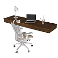 Desk and Chair Desk Office Chair Table Lamp 3d model
