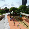 Scenic Urban Park Landscape With Lush Lawns Diverse Trees Open Plaza And Walking Paths