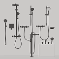 Modern Black Shower System With Wall Mounted Multiple Heads And Fixtures 3d model