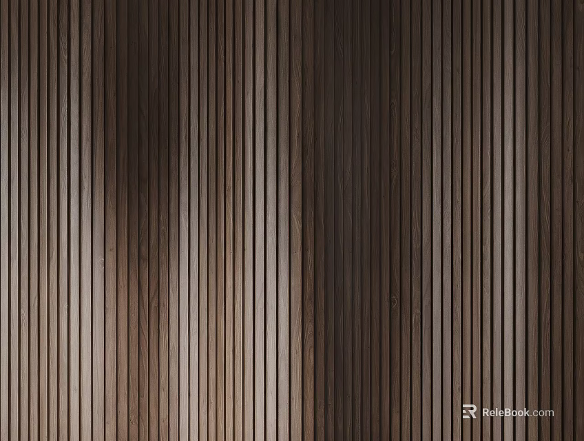 Dark Wooden Vertical Stripes Wall Paneling With Natural Grain For Interior Design 3d model 