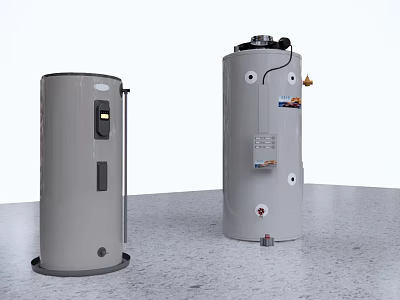 Two Standing Cylindrical Household Water Heaters For Home Hot Water Supply 3d model