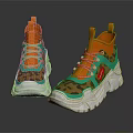 High Top Leopard Print Sneakers With Orange Green Accents And Chunky Sole Laces