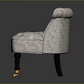 Single Gray Fabric Sofa with Tufted Backrest Seat and Black Golden Legs