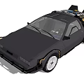 Classic Black Sports Car With Gull Wing Doors And Roof Mounted Equipment