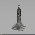 Gothic Tower Model With Intricate Carvings Square Base And Spire Top 3d model