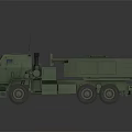 Military Green Multi Wheel Vehicle With Antennas And Loading Platform Structure 3d model