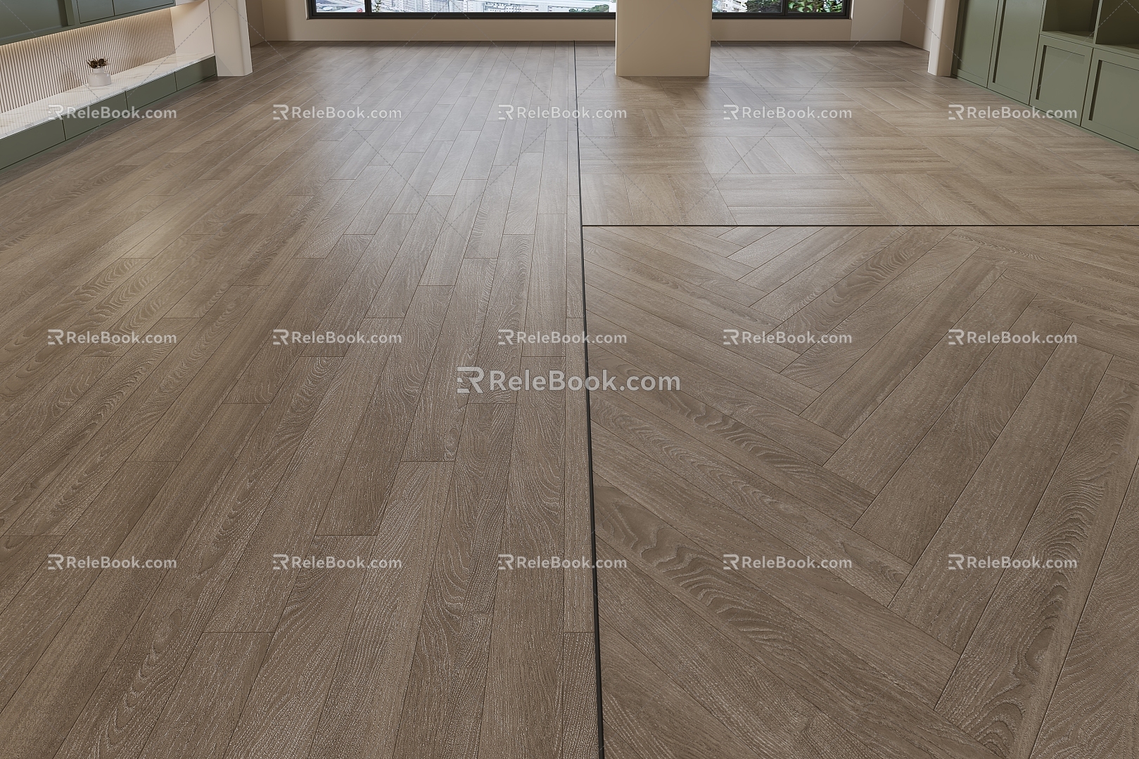 log solid wood flooring 3d model