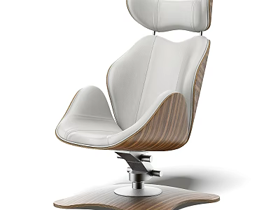 Modern Ergonomic Office Chair With White Leather Upholstery And Wooden Frame 3d model