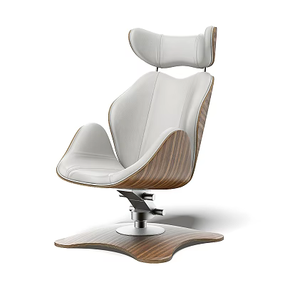 Modern Ergonomic Office Chair With White Leather Upholstery And Wooden Frame 3d model