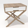 Wooden Bedside Table with Crossed Legs and Drawer Simple Modern Design Natural Wood Tabletop